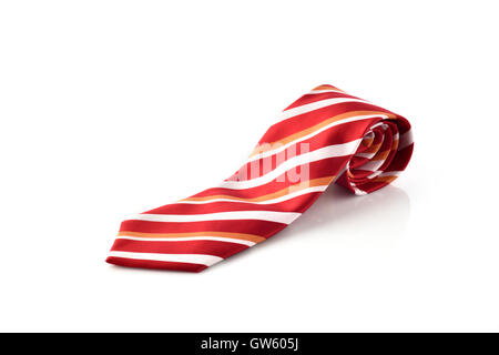 Cravatta con rosso,arancione a strisce bianche Foto Stock