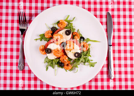 Insalata di gamberetti piastra Foto Stock