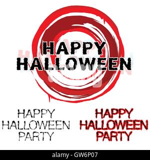 Happy Halloween party scritte su sfondo bianco. Illustrazione Vettoriale