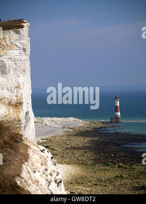 Beachy Head Lighthouse da Beachy Head modo, Eastbourne, East Sussex affacciato sul Canale in lingua inglese Foto Stock