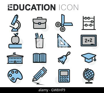 Vettore di linea piana di istruzione set di icone Illustrazione Vettoriale