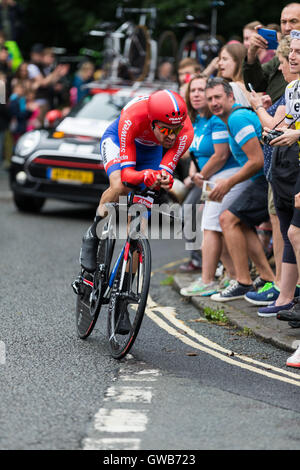 Cronometro individuale: stadio 7a, 2016 Tour della Gran Bretagna. Rider Tom Dumoulin del Team Alpecin gigante Foto Stock