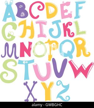 Bambini alfabeto colorato stile cartoon Illustrazione Vettoriale