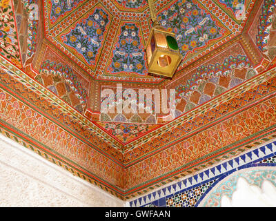 La decorazione interna in Palazzo Bahia di Marrakech, Marocco Foto Stock