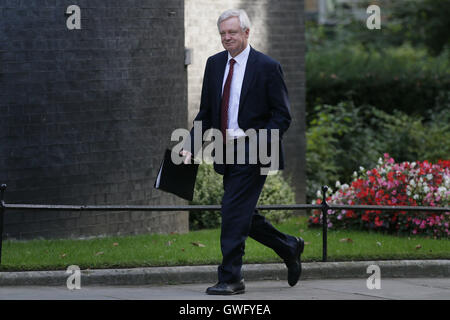 Londra, Gran Bretagna. Xiii Sep, 2016. La Gran Bretagna è il Segretario di Stato per la chiusura dell'Unione europea David Davis arriva per una riunione del gabinetto al 10 di Downing Street a Londra, in Gran Bretagna il 7 settembre 13, 2016. Credito: Tim Irlanda/Xinhua/Alamy Live News Foto Stock