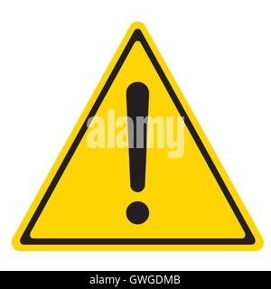 Avvertenza, segno, esclamazione, pressione, mark, giallo, icona, luci, errore punto, attenzione, vettore, triangolo, simbolo isolato Illustrazione Vettoriale