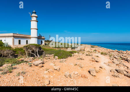 Faro di Cap de Ses Salines Mallorca Foto Stock