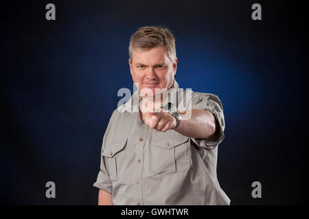 Ray Mears, l'inglese boscaiolo, istruttore imprenditore, autore e presentatore TV al Edinburgh International Book Festival. Edimburgo, Scozia. 29 Agosto 2016 Foto Stock