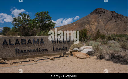 Alabama Hills Recreation terre segno ingresso Lone Pine California Foto Stock