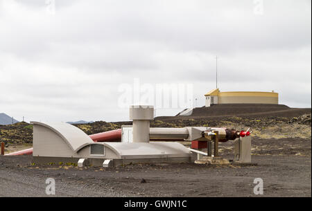 Energia geotermica powerstion costruito su un lavafield in Islanda Foto Stock