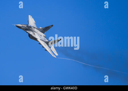 Mig 29 Fulcro del polacco forze aeree a SIAF in airshow Sliac, Slovacchia. Foto Stock