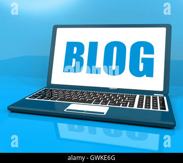 Blog su laptop mostra il blog o weblog Sito web Foto Stock