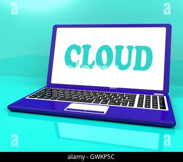 Il cloud su laptop mostra di elaborazione di rete o la rete Foto Stock