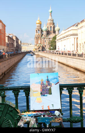 Disegno Chiesa del Salvatore sul Sangue versato a San Pietroburgo, Russia Foto Stock