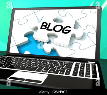 Blog su laptop mostra Online Web blog o weblog Sito web Foto Stock