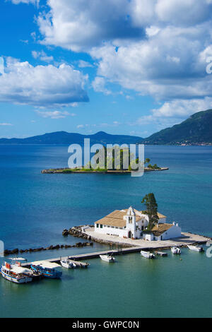 Vlacherna Monastery e Mouse isola Corfù ISOLE IONIE Grecia Foto Stock