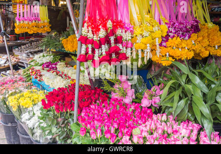 Pak Khlong Talat il mercato dei fiori, Bangkok, Thailandia Foto Stock