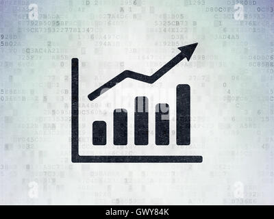 Concetto di finanza: crescita grafico su dati digitali sullo sfondo della carta Foto Stock