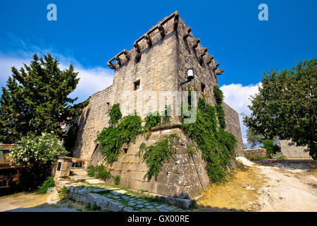 Etno villaggio od Skrip vista di architettura, Isola di Brac Dalmazia, Croazia Foto Stock