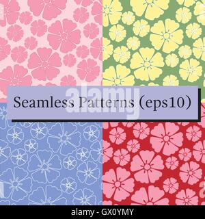Fiore di Ciliegio sakura seamless pattern set di sfondo Illustrazione Vettoriale