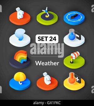 Isometrica icone piana serie 24 Illustrazione Vettoriale