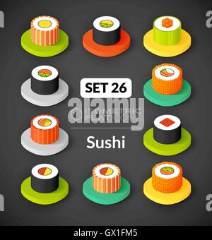 Isometrica icone piana serie 26 Illustrazione Vettoriale