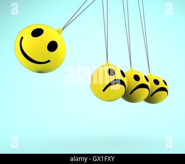 Felici e tristi Smileys mostrare le emozioni Foto Stock