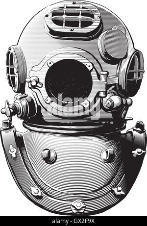 Vecchio casco di immersioni Illustrazione Vettoriale