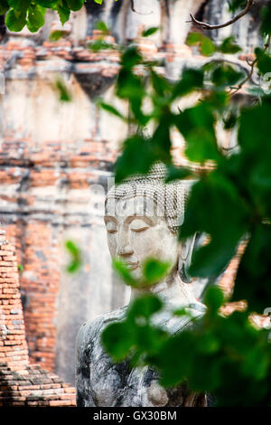 Una tipica statua buddista del periodo Ayutthaya (XIV-XVIII secolo) nella mudra di Bhumisparsha, Ayutthaya Patrimonio dell'Umanità, Thailandia, Asia Foto Stock