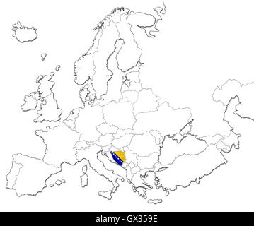 Mappa di Bosnia Foto Stock