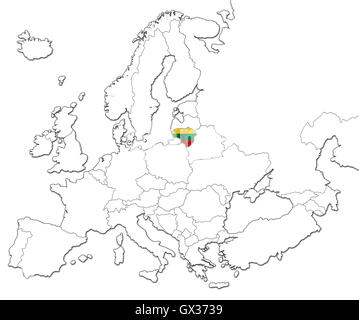 Mappa di Lituania Foto Stock