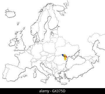 Mappa di Moldavia Foto Stock