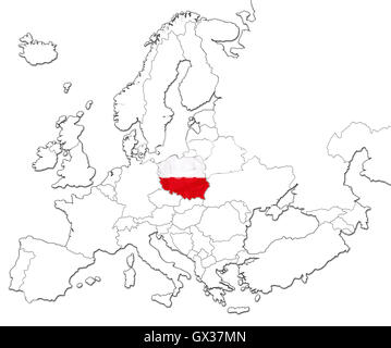 Mappa di Polonia Foto Stock