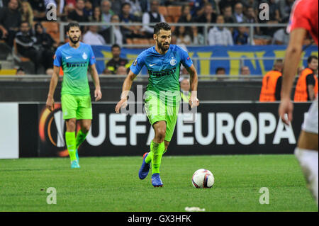 Lo stadio di San Siro, Milano, Italia. Xv Sep, 2016. UEFA Europa League Calcio. Antonio Candreva (Inter) in azione durante l'Inter versus Hapoel Beer Sheva. Credito: Azione Sport Plus/Alamy Live News Foto Stock