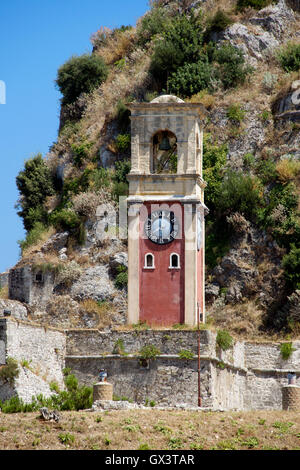 Torre dell Orologio Fortezza Vecchia Corfù Città Vecchia ISOLE IONIE Grecia Foto Stock
