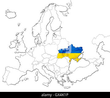 Mappa di Ucraina Foto Stock