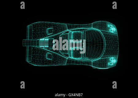 Auto Sportive in ologramma stile Wireframe. Bello il rendering 3D. Foto Stock