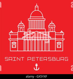 San Isacco nella cattedrale di San Pietroburgo Russia. Moderno minimalista lineare icona. Linea concetto turistico Illustrazione Vettoriale