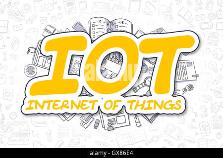 IOT - Doodle testo giallo. Il concetto di business. Foto Stock