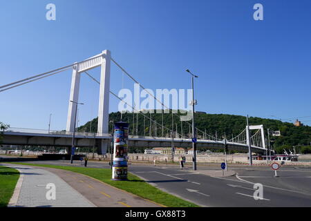 Erzsébet híd (Elizabeth Bridge), progettato da Paolo Savoly, il collegamento di Buda e Pest attraverso il fiume Danubio, Budapest, Ungheria Foto Stock