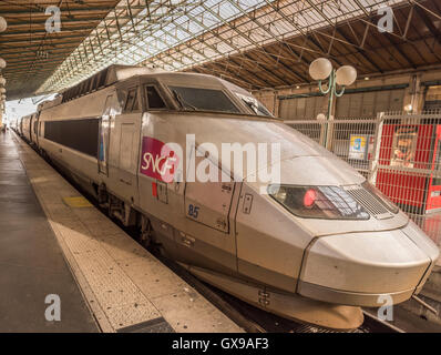 Treno ad alta velocità in Paris Gare du Nord Foto Stock