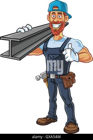 Hipster Repairman Cartoon character design Vector Illustrazione Vettoriale