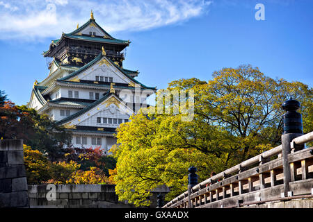 Giappone, isola di Honshu, Kansai di Osaka, il castello di Osaka. Foto Stock