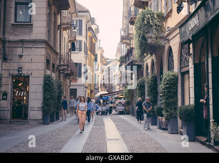 Via Fiori Chiari nel quartiere alla moda di Brera a Milano - Italia. Foto Stock