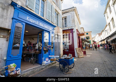 Negozio di souvenir shop a Saint-Martin-de-Ré sull'isola Ile de Ré, Charente-Maritime, Poitou Charentes, Francia Foto Stock