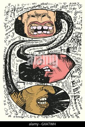 Simbolo di discussione disegnare a mano illustrazione Illustrazione Vettoriale