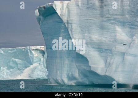 L'acqua sgorga a fronte del ghiacciaio Brasvellbreen su Nordaustlandet. Arcipelago delle Svalbard, Arctic Norvegia. Foto Stock