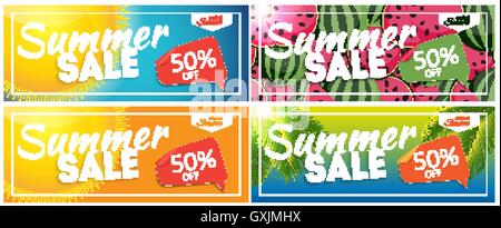 Estate vendita fine stagione del banner. Sconto Business Card Templat Illustrazione Vettoriale
