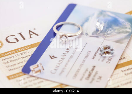 Diamante con certificato GIA Canada Mark Foto Stock