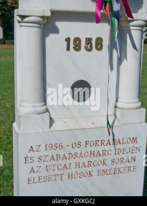 Tombe dei giovani che sono morti quando le truppe dall'Unione Sovietica schiacciato la rivoluzione ungherese contro la dominazione sovietica del 23 ottobre 1956, 60 anni fa. Il cimitero di Kerepesi.Budapest. Ungheria Foto Stock